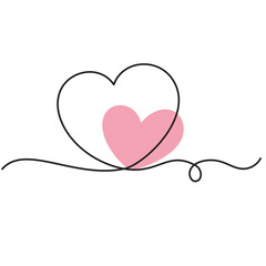heart one line drawn