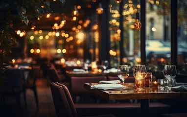 Rolgordijnen Blurred Restaurant Background © Flowstudio