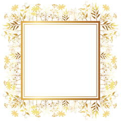 Beautiful golden floral wreath  and frame. Luxury gold floral frame outline decoration.
