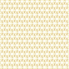 Abstract golden vector geometric seamless pattern. Traditional oriental ornament with outline stars, mesh, grid, flower silhouettes. Elegant repeat geo design.
