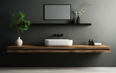 Neat Bathroom Vanity with Room for Text