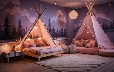 Kids Bedroom with Teepee Tent