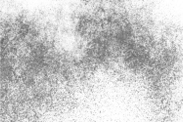 Black Halftone Texture On White Background. Modern Dotted Futuristic Backdrop. Fade Noise Overlay. Digitally Generated Image. Pop Art Style. Vector illustration.