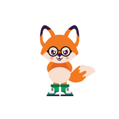 cartoon angry fox illustration with glasses and shoes
