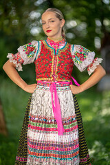 
Slovak folklore. Slovakian folklore girl. Beuatiful young girl in slovak folk dress