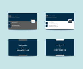 Eye Catching Elegant Modern Minimal Unique Navy And Grey Colour Business Card Design Template