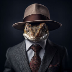 Lizard Hat - obrazy, fototapety, plakaty
