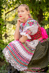 
Slovak folklore. Slovakian folklore girl. Beuatiful young girl in slovak folk dress