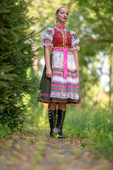 
Slovak folklore. Slovakian folklore girl. Beuatiful young girl in slovak folk dress