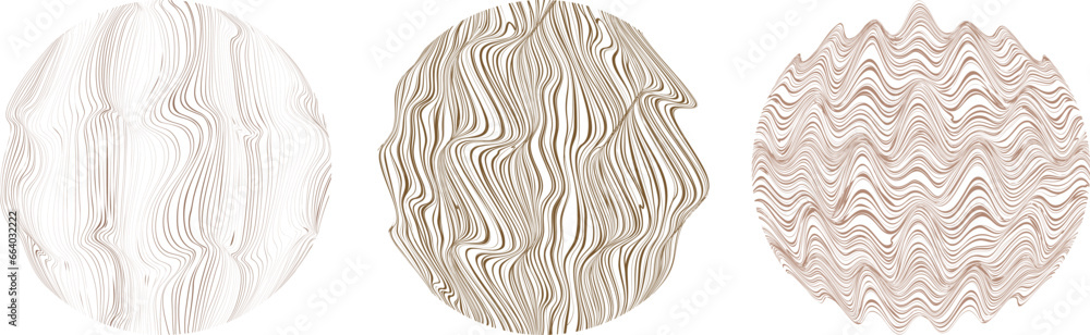 Poster abstract flow lines background . fluid wavy shape . glitched circle design . striped linear pattern 