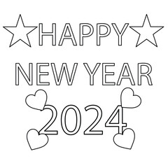 Happy New year 2024 coloring pages