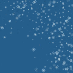 Naklejka na ściany i meble Christmas background. White delicate snowflakes on a blue background. New Year's holiday design