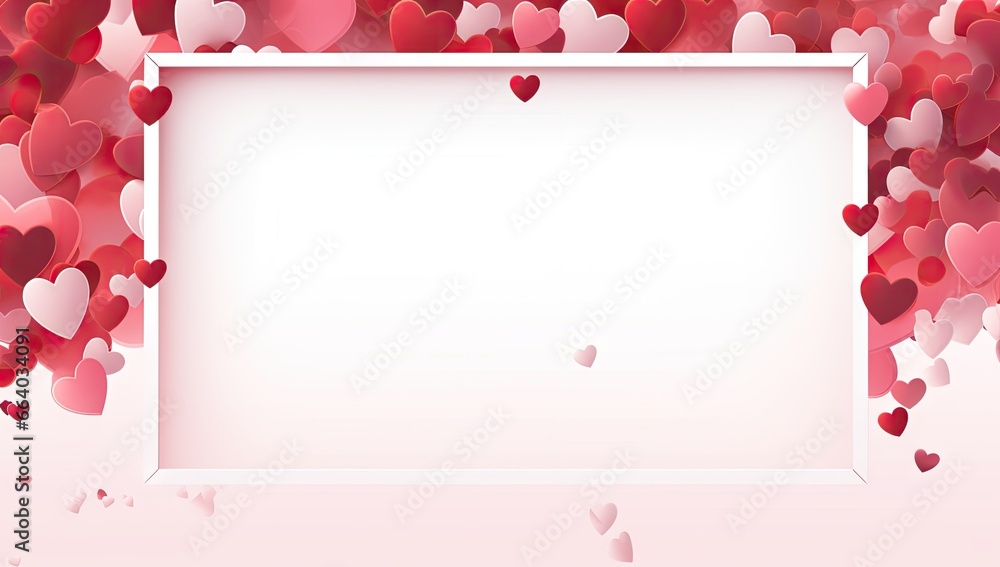Poster an empty frame made out of red hearts generative ai