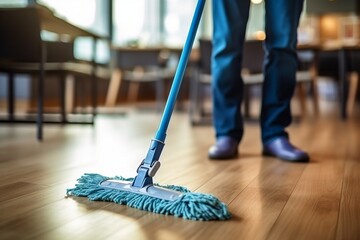 Young man with a mop cleaning the floor in the room, man cleaning the floor with the mop, woman cleaning the floor, cleaning with the mop, floor cleaning service, floor cleaning, cleaning floor