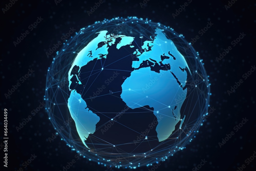 Poster earth globe with plexus background