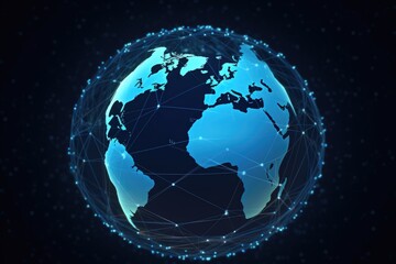 Earth globe with plexus background