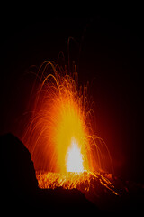 erupting volcano on the island of Stromboli