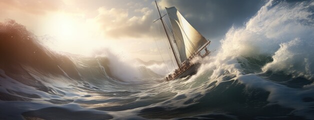 a yacht surging through the waves, wind billowing its sails, as the crew embarks on an exhilarating...