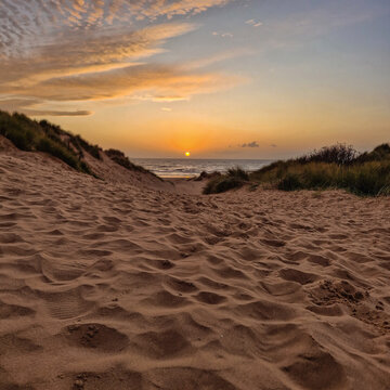 Formby beach near Liverpool England, sunset view.