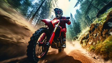 Motocross on forest trails.