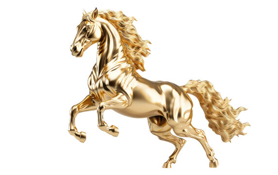 Golden Horse Sculpture on Transparent background
