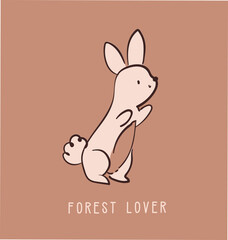 Fototapeta na wymiar Cute and lovely adorable deer fox squirrel bunny rabbit mushrooms leafs design for kids market as vector