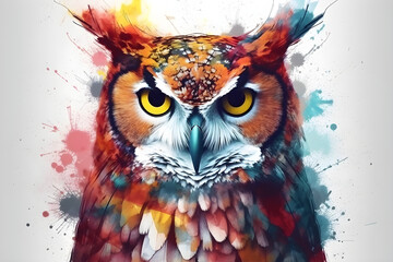Watercolour illustration of owl