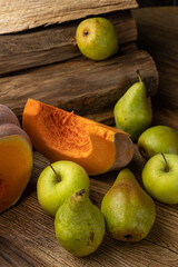 ripe pumpkin on a wooden table