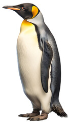Obraz premium The penguin stands tall. Side view. Isolated on a transparent background.