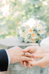 Obraz na płótnie Canvas exchange of wedding rings