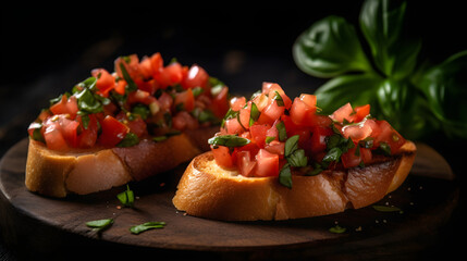 A traditional Italian snack, bruschetta sandwiches