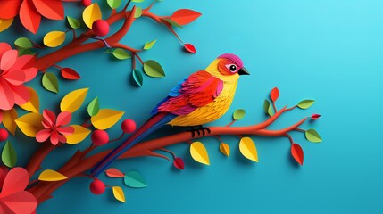 Rainbow Love Birds in Nature: A Vibrant Valentine's Day with Colorful Birds, Blooming Flowers, and Nature's Beauty