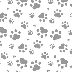 Seamless pattern of dog or cat paw silhouette. Design of wallpapers, banners, textiles