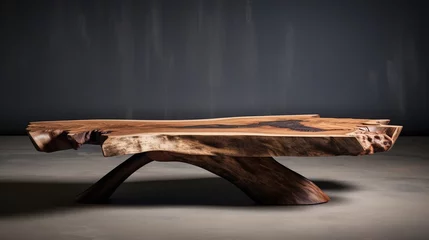 Rolgordijnen Live edge coffee table. Details furniture. Woodworking and carpentry production. © Jasper W