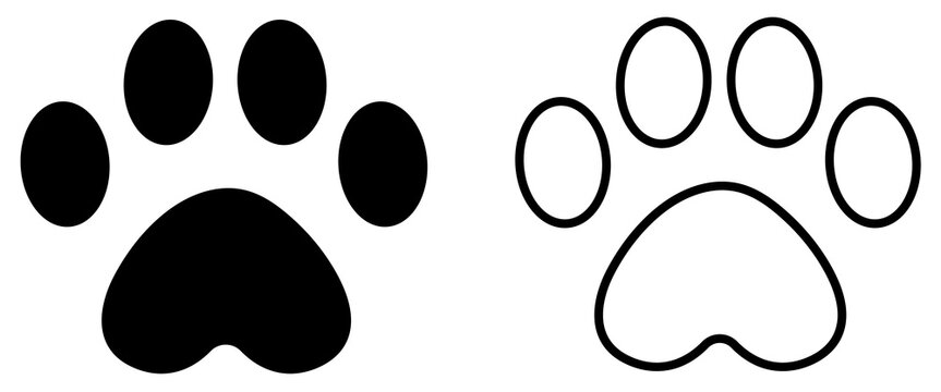 Footprint pet icons. Paw prints. Animal track. Vector illustration isolated on white background