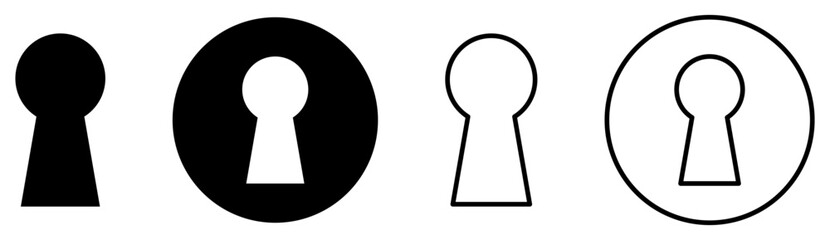 Keyhole icon set. Door key hole icon. Vector illustration isolated on white background - obrazy, fototapety, plakaty