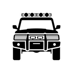 SUV icon. Black silhouette. Front view. Vector simple flat graphic illustration. Isolated object on a white background. Isolate.