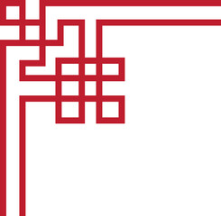 Obraz premium Chinese frame border art china style. Asian new year decorative traditional borders, oriental red line retro pattern for image frame. Vintage frame border art isolated on transparent background.