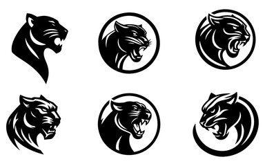 Panther logo icon vector illustration black color white background