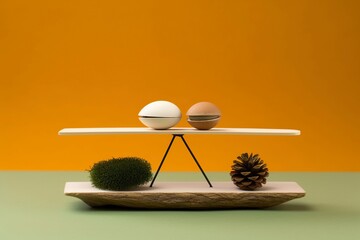 A simple composition with everyday objects, in balance. - obrazy, fototapety, plakaty
