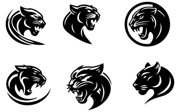 Panther logo icon vector illustration black color white background