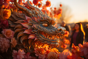 Chinese dragon statue at the Chinese New Year festival ai generated art