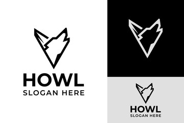 Creative Initial Letter V for Vulpes Wolf Fox Howl Logo Design Branding Template