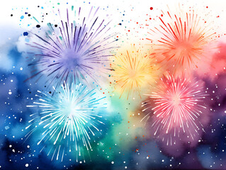 Colorful watercolor firework abstract background 