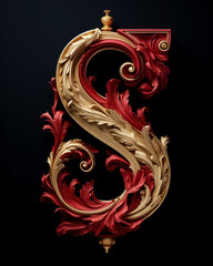 Luxurious golden letter S typography.