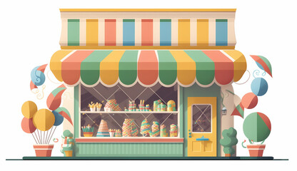 Colorful 2D toy store art in vector style. Generative AI