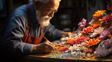 Fototapeta premium A skilled artist using a fine brush for intricate details