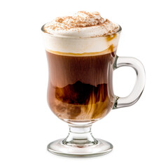 Irish Coffee cocktail with whipped cream, brewed coffee and Irish whiskey