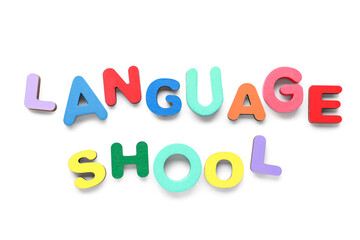 Text LANGUAGE SCHOOL isolated on white background