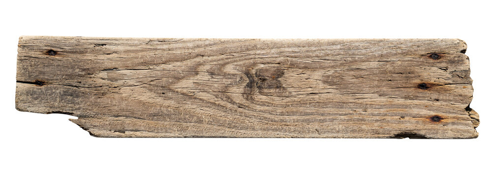 Sea drift wood plank isolated on transparent background. template mockup